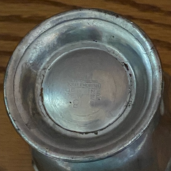 Antique old English genuine pewter 800 sugar and creamer set - Picture 13 of 16